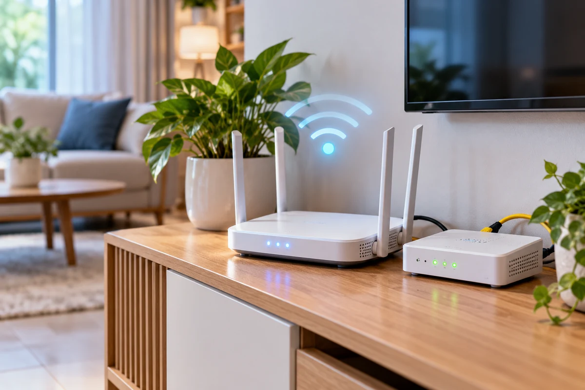 เราเตอร์ Wi-Fi และกล่อง ONU อินเทอร์เน็ตไฟเบอร์สำหรับบ้าน ใช้ประกอบบริการแก้ปัญหา Internet และ Wi-Fi ในอยุธยา
